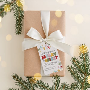 Merry Christmas Tags - Merry & Bright - Printable Christmas Gift Tags - Party Favor Tag - Editable Christmas Gift Tag Download