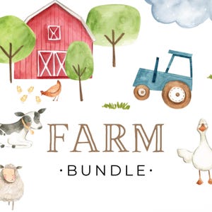 Farm birthday party decorations bundle - rustic party supplies, barnyard animal decor, kids farm theme birthday celebration