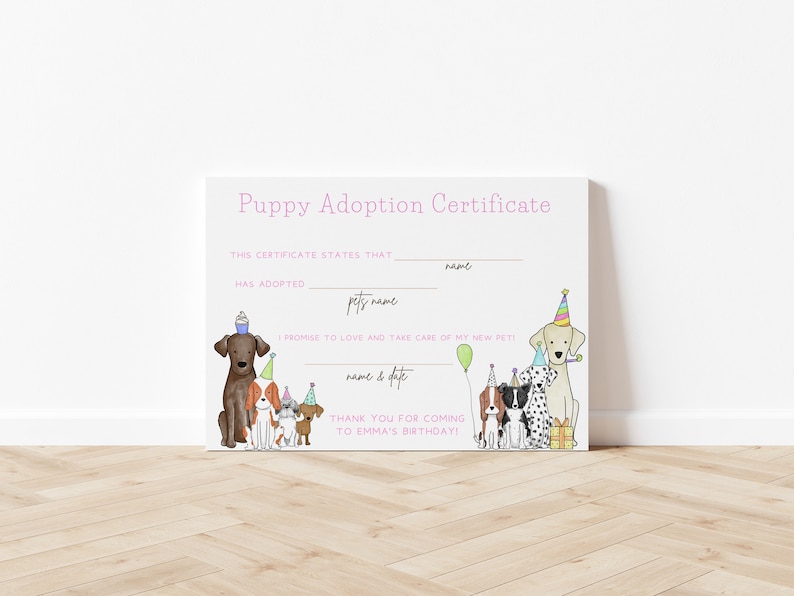Puppy Adoption Sign Adoption Certificate, Puppy Party, Canva Editable ...