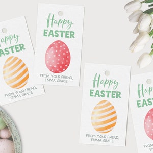 Druckbare Osterei Tag, sofortiger Download Osterhasenohren Geschenkanhänger, Canva Vorlage, Ostern Leckerli Tag, Kinder Schule Gunst