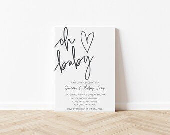 Minimalist Gender Neutral Baby Shower Invitation, Oh Baby Shower Invitation, Baby Brunch, Baby Sprinkle, Modern Baby Shower Invite