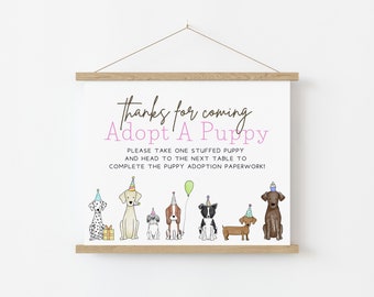 Puppy Adoption Sign Adoption Certificate, Puppy Party, Canva Editable Template