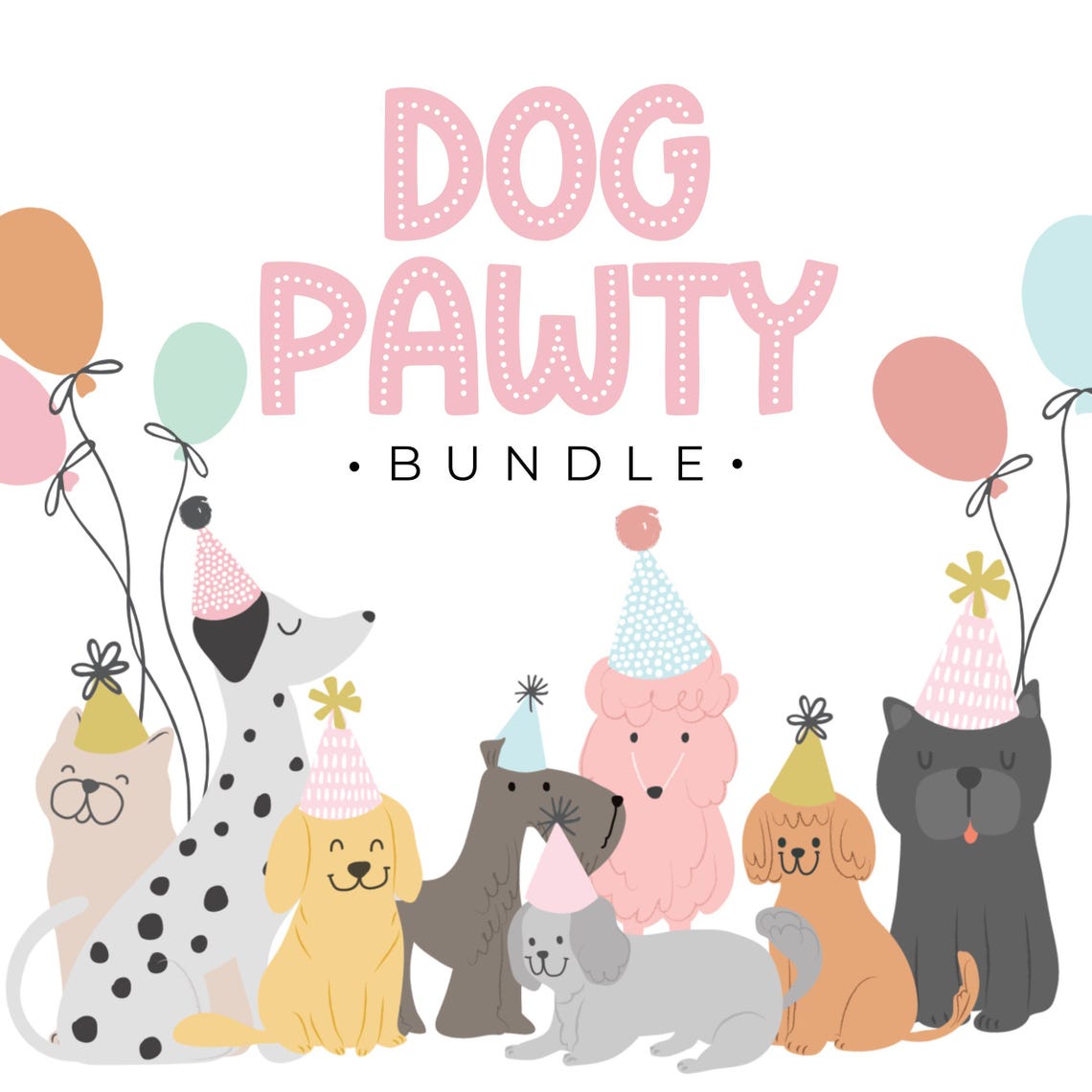 Printable Dog Pawty Birthday Decorations Bundle Dog Party Supplies ...