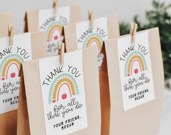 Teacher Thank you Gift Tag, Teacher End Year Gift, Teacher Appreciation Tag, Rainbow tag, Teacher Gift Label, Printable, Instant Download R3