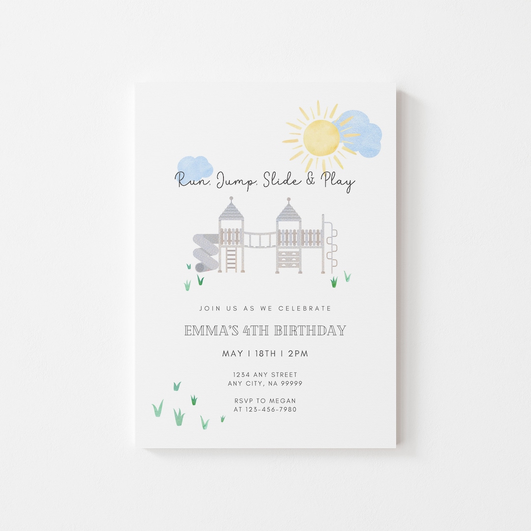 free and customizeable happy birthday templates -... Editable Playground Birthday Invitation Templates - Fun Party Theme ...