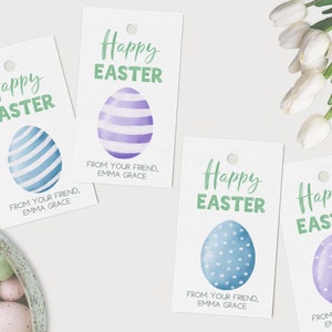 Druckbare Osterei Tag, sofortiger Download Osterhasenohren Geschenkanhänger, Canva Vorlage, Ostern Leckerli Tag, Kinder Schule Gunst