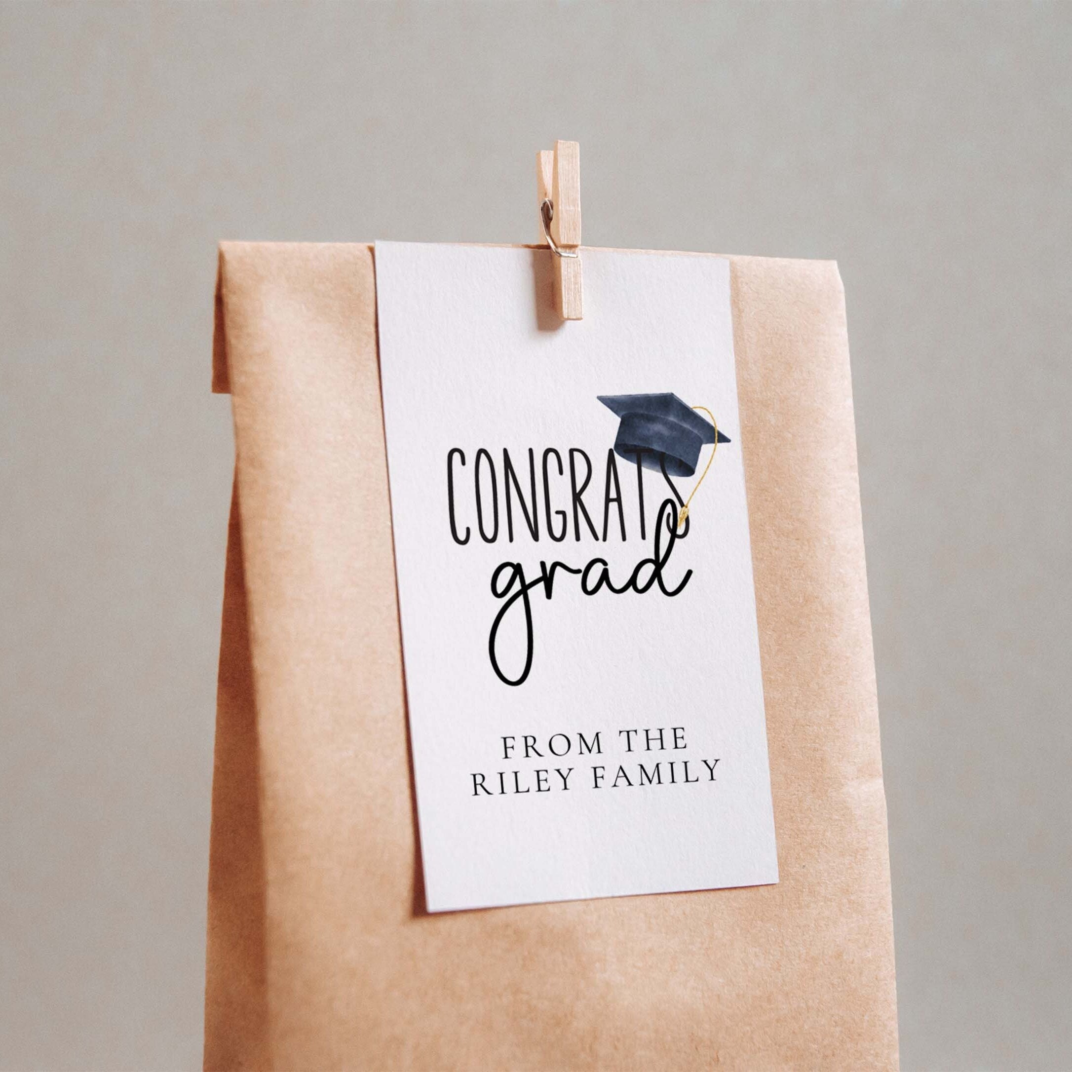 Congrats Grad Graduation Tag - Editable Template Class of 2024 Gift ...