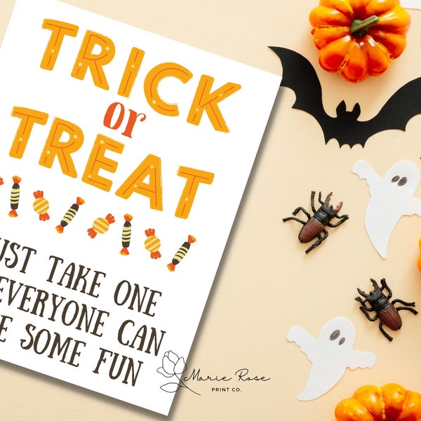 Please Take One Halloween Sign Trick or Treat Sign Halloween Party Candy Sign Door Sign Porch Sign Printable