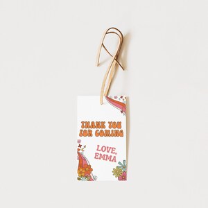 Groovy Birthday Tags Party Decor 70&#39; Sign Decor Groovy Rainbow Hippie Birthday Decoration Printable Canva Template, Instant Download