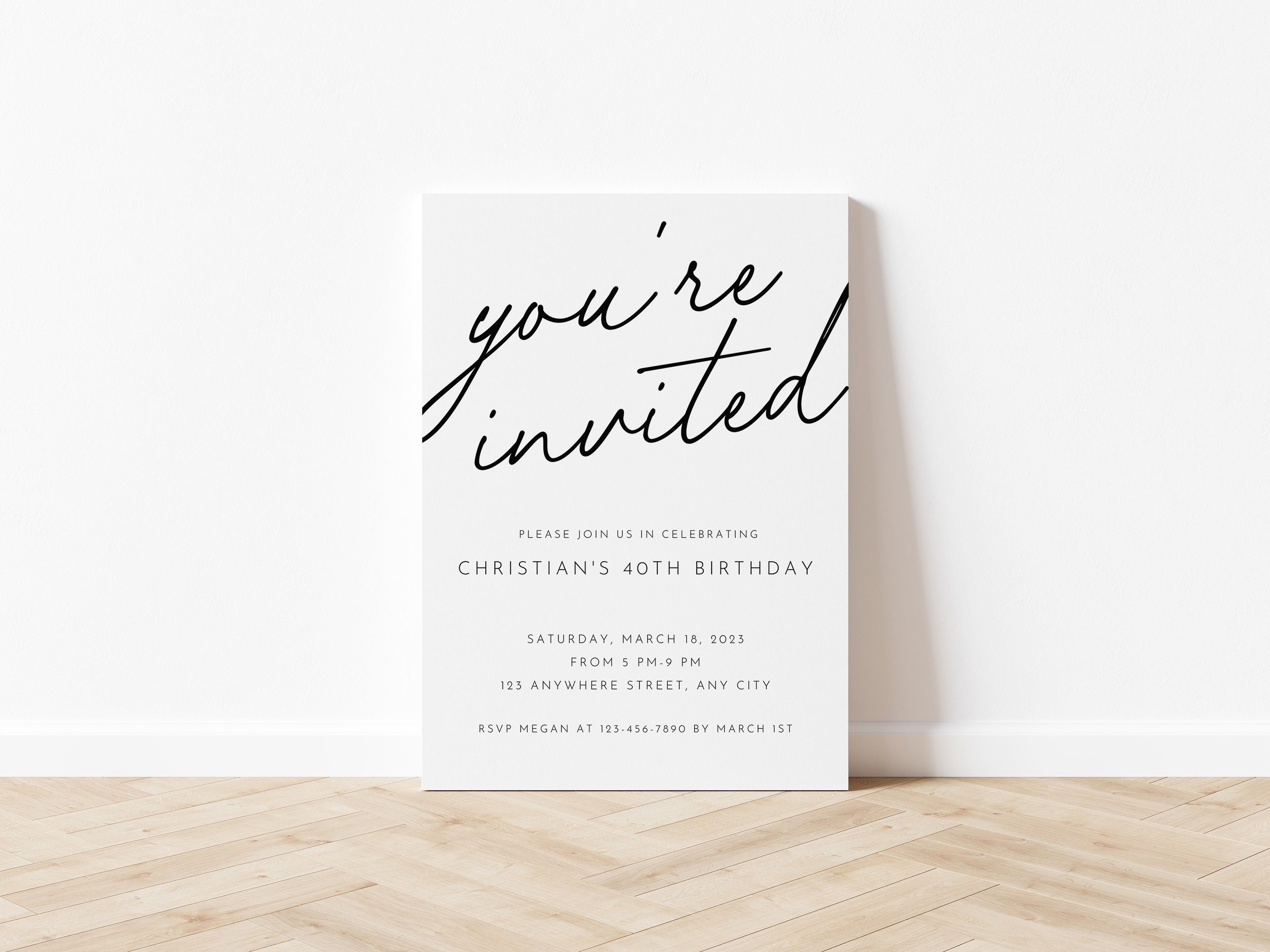 Youre Invited Invitation Online Editable Template, Surprise Birthday Party  Invites, Anniversary Invites, Black White Invite for Him - Etsy