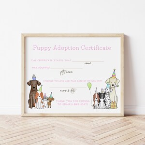 Puppy Adoption Sign Adoption Certificate, Puppy Party, Canva Editable ...
