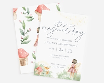 Printable Birthday Invitation, Magical Fairy Tale birthday, Enchanting fairy birthday, Fairy garden, Sparkling fairy, Fairy First Birthday