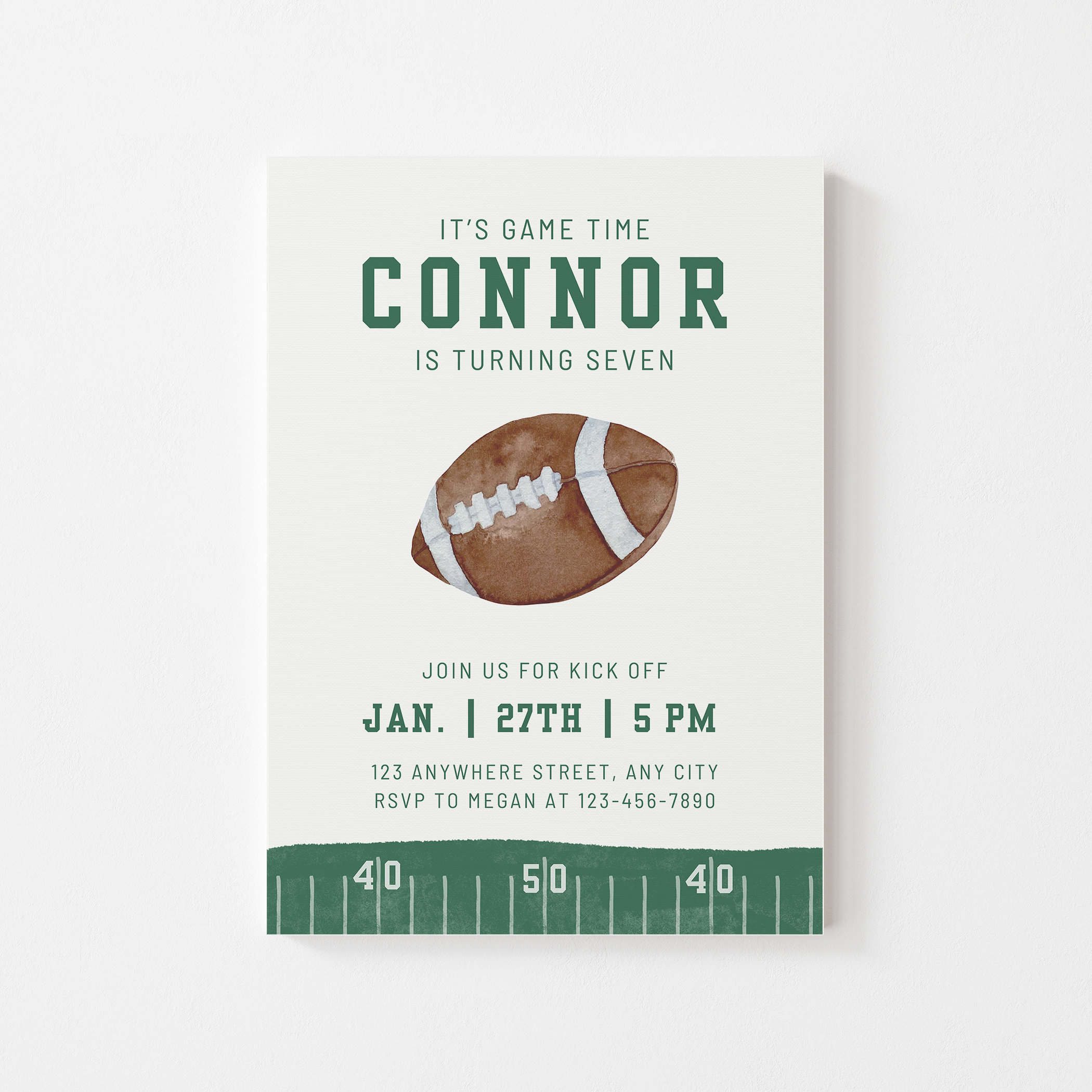Printable Football Birthday Invitation, Boys Birthday, Game On ...