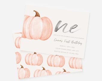 Birthday Invitation, Our Little Pumpkin First Birthday, Editable Fall Party Invite, One Pumpkin Patch Design