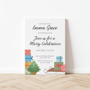 Custom Christmas Gifts Invitation, Oh what Fun, Printable Christmas Birthday Invitation, Boy or Girl Family Work Holiday Party