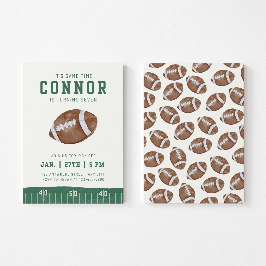 Printable Football Birthday Invitation, Boys Birthday, Game On