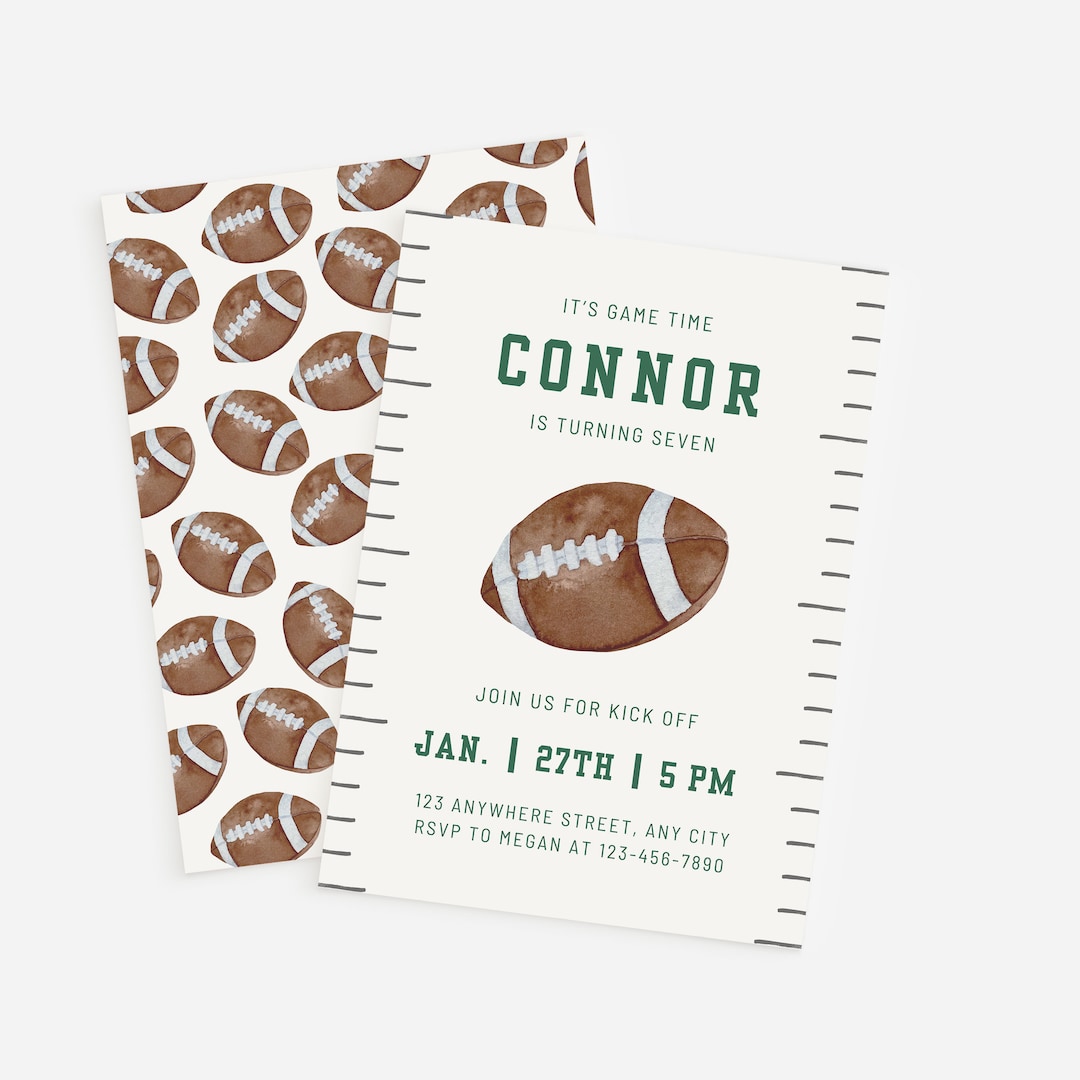 Printable Football Birthday Invitation, Boys Birthday, Game On