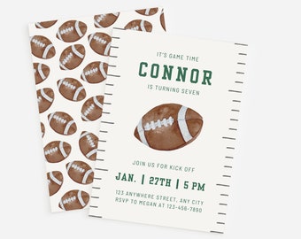 Printable Football Birthday Invitation, Boys Birthday, Game On, Football Invitation, Kick Off, Editable Invitation Template, Canva