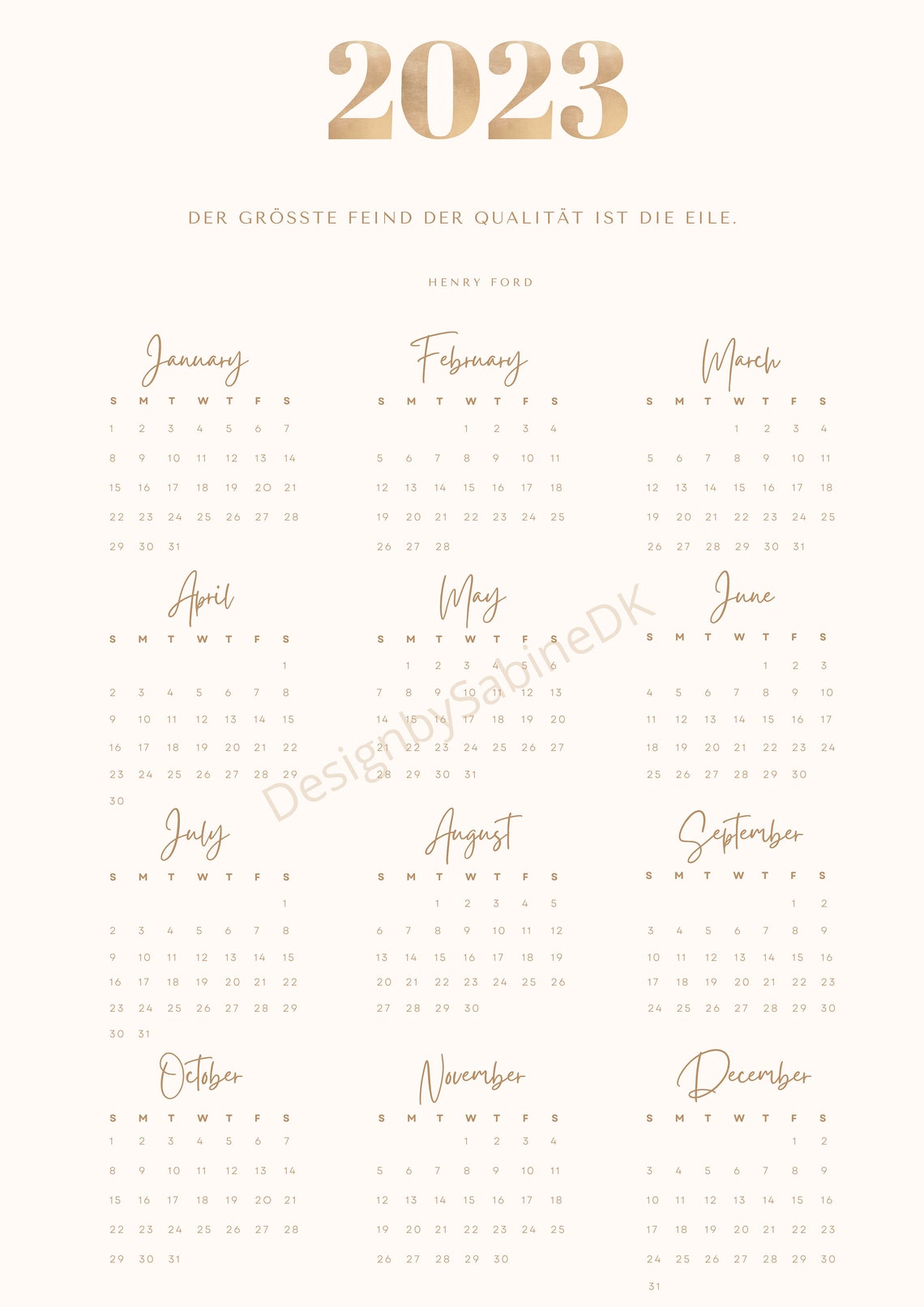 Kalender 2023 Spruch Henry Ford zum Ausdrucken Etsy.de