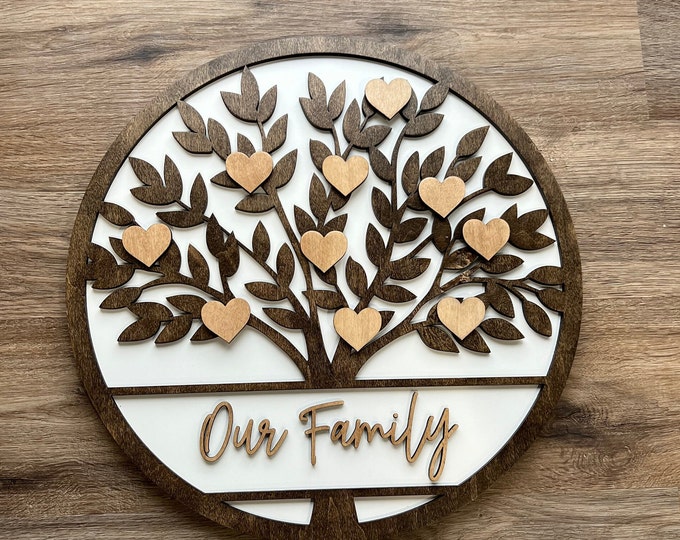 Our Family Sign, Family Tree Wall Art, Mother's Day Wall Decor, Gifts for Wife, Mom, Mother's Day Gift, Gift for Her, Gifts for Grandma