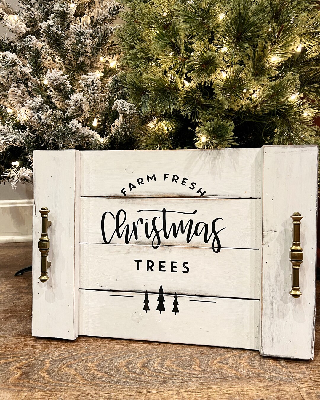 Wooden Christmas Tray Farm Fresh Christmas Trees Wooden Etsy