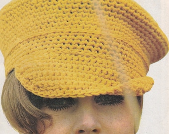 motif au crochet vintage pour un joli chapeau de casquette des années 1970 - taille adulte