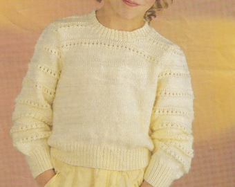 vintage knitting pattern for cute boys or girls sweater / jumper in dk yarn