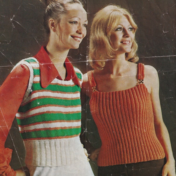 vintage knitting pattern for ladies awesome and groovy 1970s summer vest tops