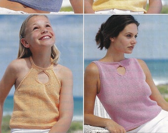 vintage knitting pattern for ladies and girls summer top set - PDF instant download