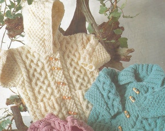 aran knitting pattern for baby and child duffle jackets and sweater