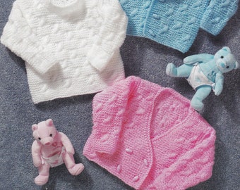 prachtige baby- en kinder-aran-sweaters en vest PDF-breipatroon