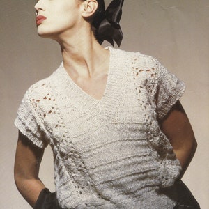 vintage 1980s knitting pattern for ladies stunning short sleeved top sweater - PDF instant download