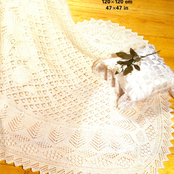 Vintage baby shawl knitting pattern - 2 or 3 ply wool