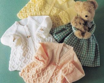 vintage knitting pattern for gorgeous baby matinee coats in dk and 4 ply