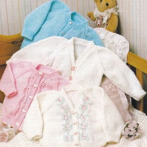 v and round neck baby cardigans knitting pattern