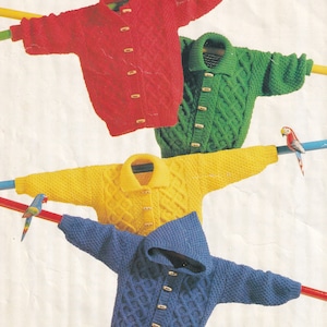 aran knitting pattern for baby and child aran jacket 20 - 26 inch chest