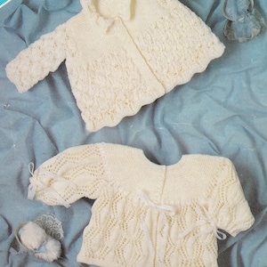 vintage baby baby jacket cardigans knitting pattern in 4 ply