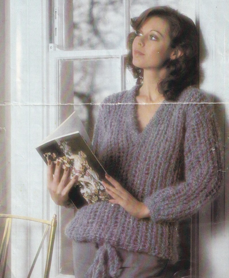 Vintage Knitting Pattern for Ladies Lovely Chunky Sweater PDF Instant
