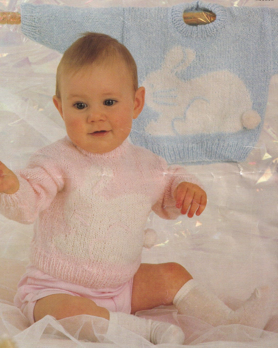 Vintage Knitting Pattern for Baby Sweater With Cute Bunny Rabbit ...