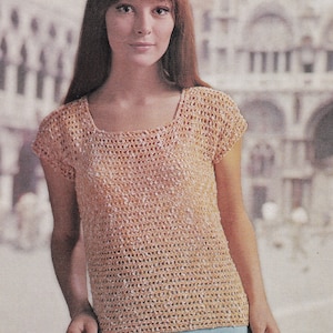 vintage 1960s crochet pattern for ladies summer jumper top - PDF instant download