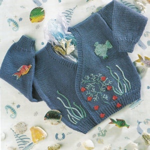 gorgeous PDF knitting pattern for childrens underwater fish cardigan