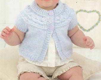 pretty aran cardigan knitting pattern for baby girl 0-6m up to 7 years