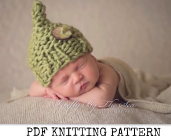 Knitting Pattern for Fast and East Newborn Baby Pixie Hat - Instant Download
