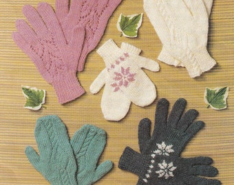 vintage knitting pattern for lovely gloves and mittens in child and adult size