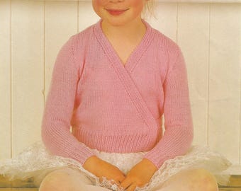 Wrapover Ballet Cardigan Top Knitting Pattern - Vintage - Child Girl Size