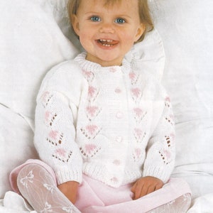 baby and little girls love heart cardigan knitting pattern PDF file