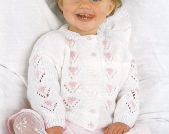 baby and little girls love heart cardigan knitting pattern PDF file