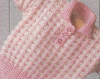 cute vintage baby two colour sweater knitting pattern - PDF download