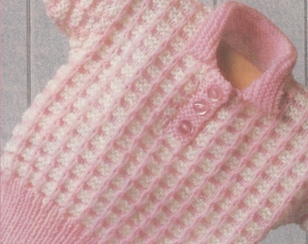 Cute Vintage Baby Two Colour Sweater Knitting Pattern PDF
