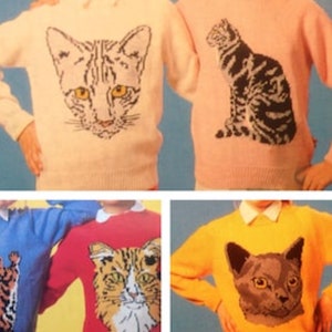 Cat Breeds Sweater / Jumper Knitting Pattern  - Instant Download